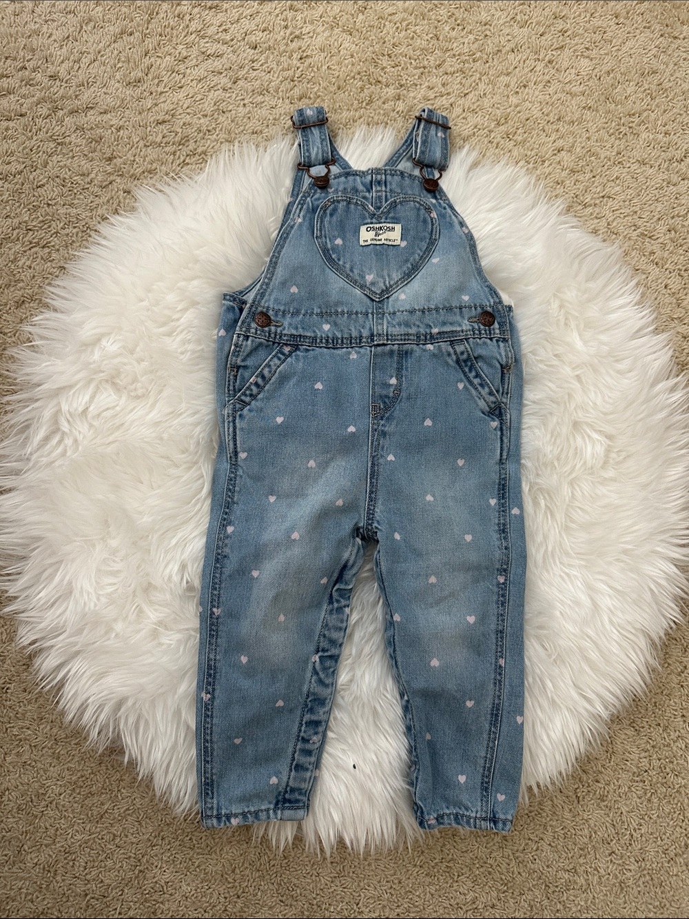OshKosh B'gosh Denim Overalls with Pink Heart Detail